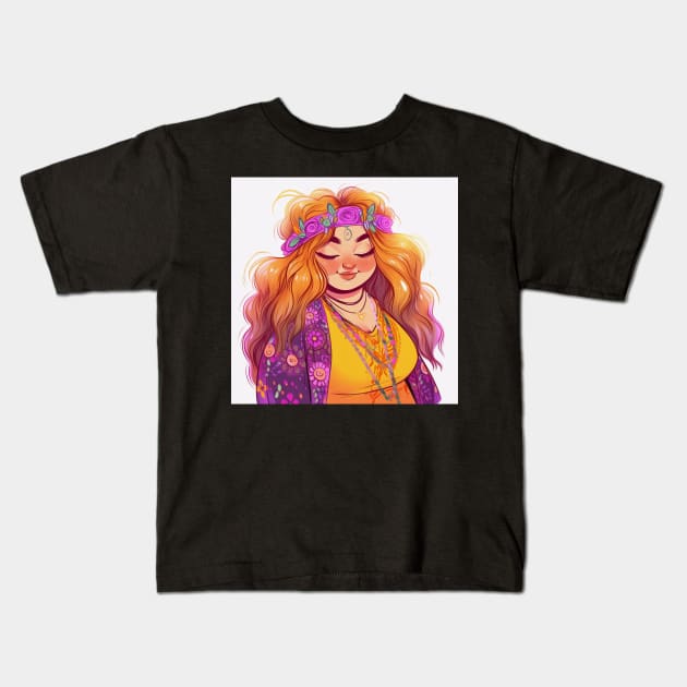 Hippie Girl Kids T-Shirt by taoistviking